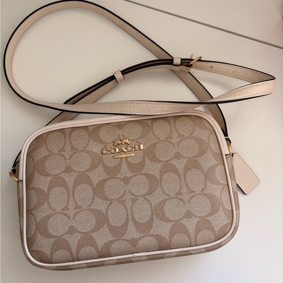 Coach Handbags - Coach Beige Signature Crossbody Bag